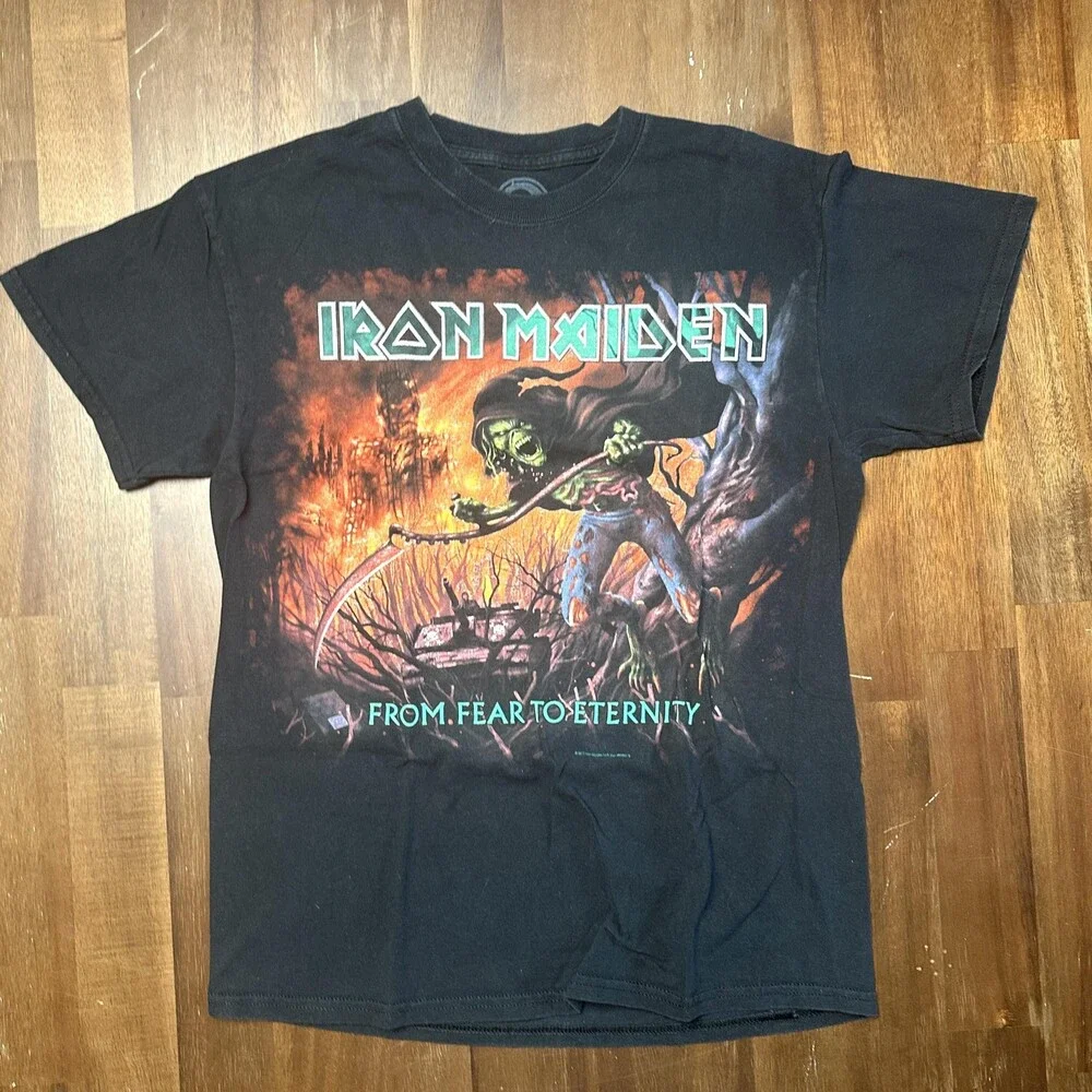 Iron Maiden Shirt Mens Medium Black From Fear to Eternity Band Heavy Metal Tee